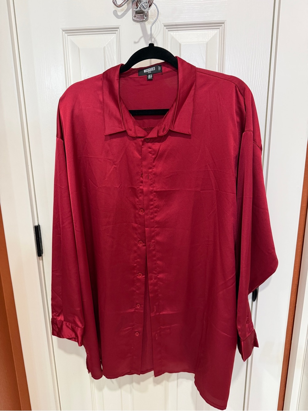 Missguided Women’s Deep Red Button-Down Shirt
